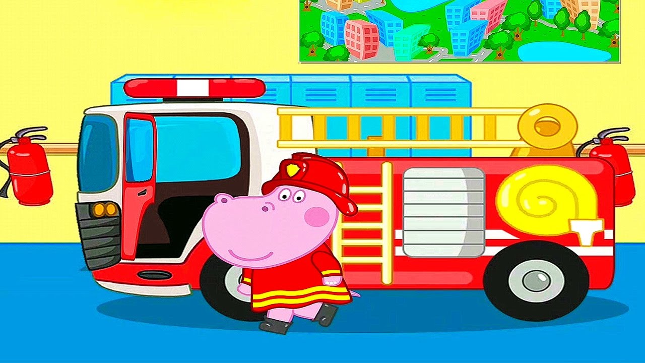 Пожарная Машинка Гиппо Пеппы и пожарный патруль - Мультики про машинки и пожарных для детей