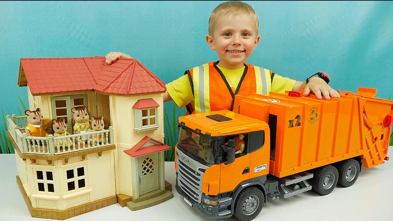 Машины БРУДЕР и Белочки Сильваниан - Интересное видео для детей с машинками. BRUDER Toys