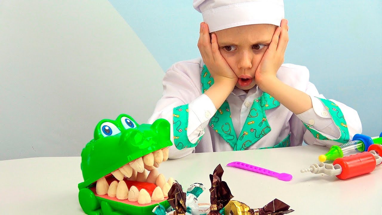 Доктор Даник лечит зубы Крокодилу - Полезный набор для детей Scentos Дантист для Крокки