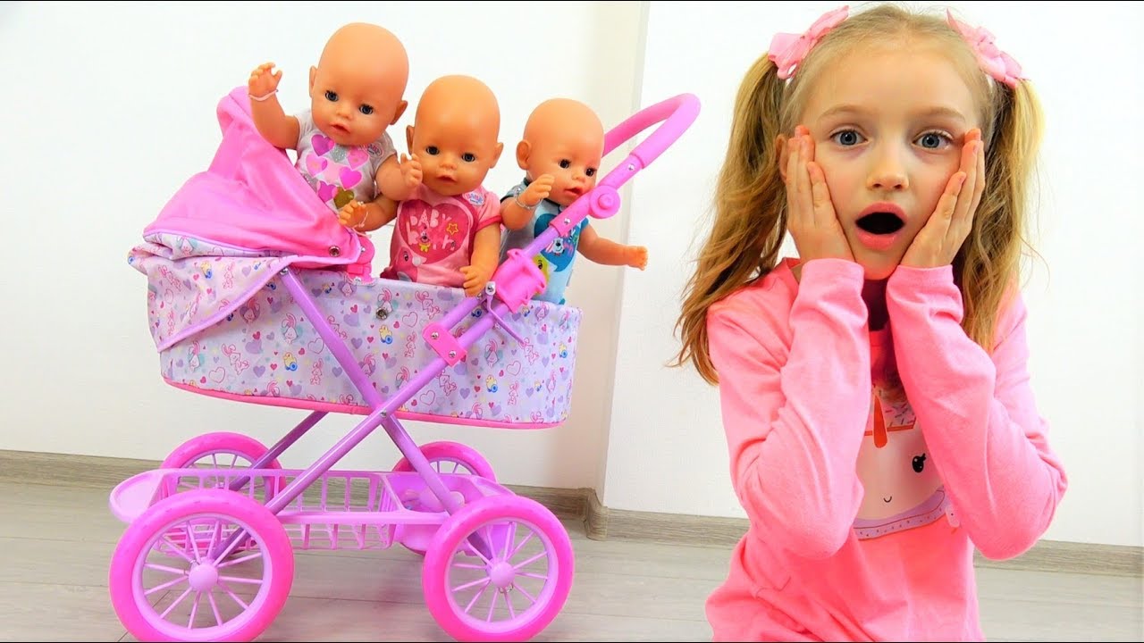 Куклы не хотят спать Полина и новая коляска Беби Борн