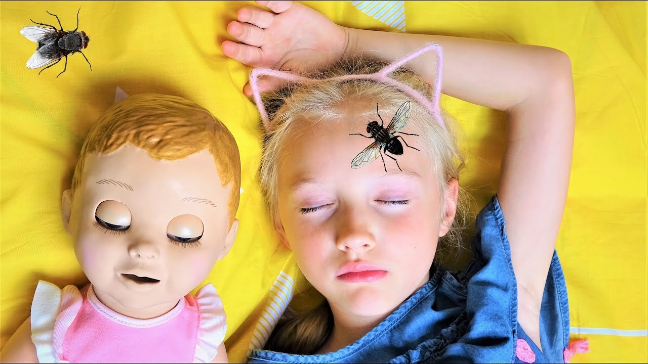 Polina vs Pesky Flies! Funny video for kids & Babies