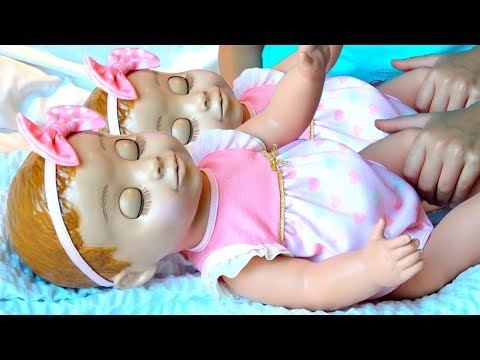 Polina playing with Twins babies and Dolls Song for kids