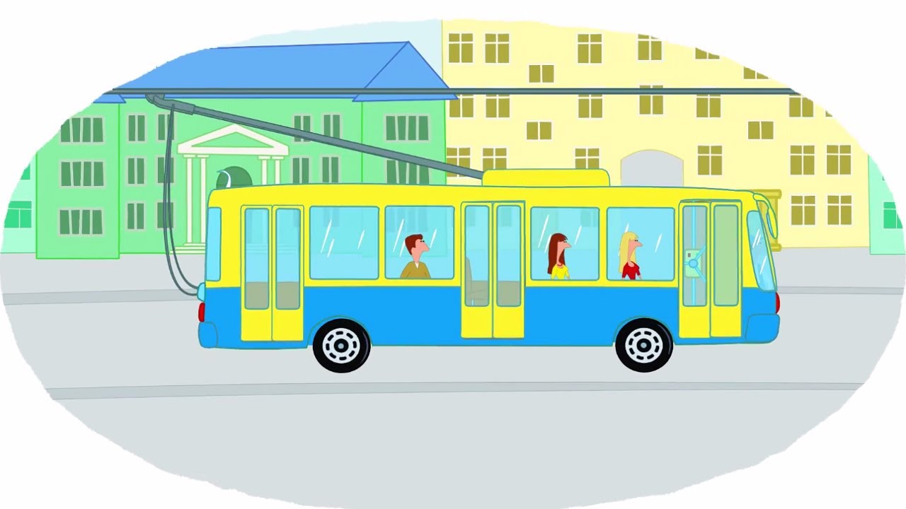 Мультик - Раскраска. Учим Цвета - Городской транспорт - Автобус, Троллейбус, Маршрутка