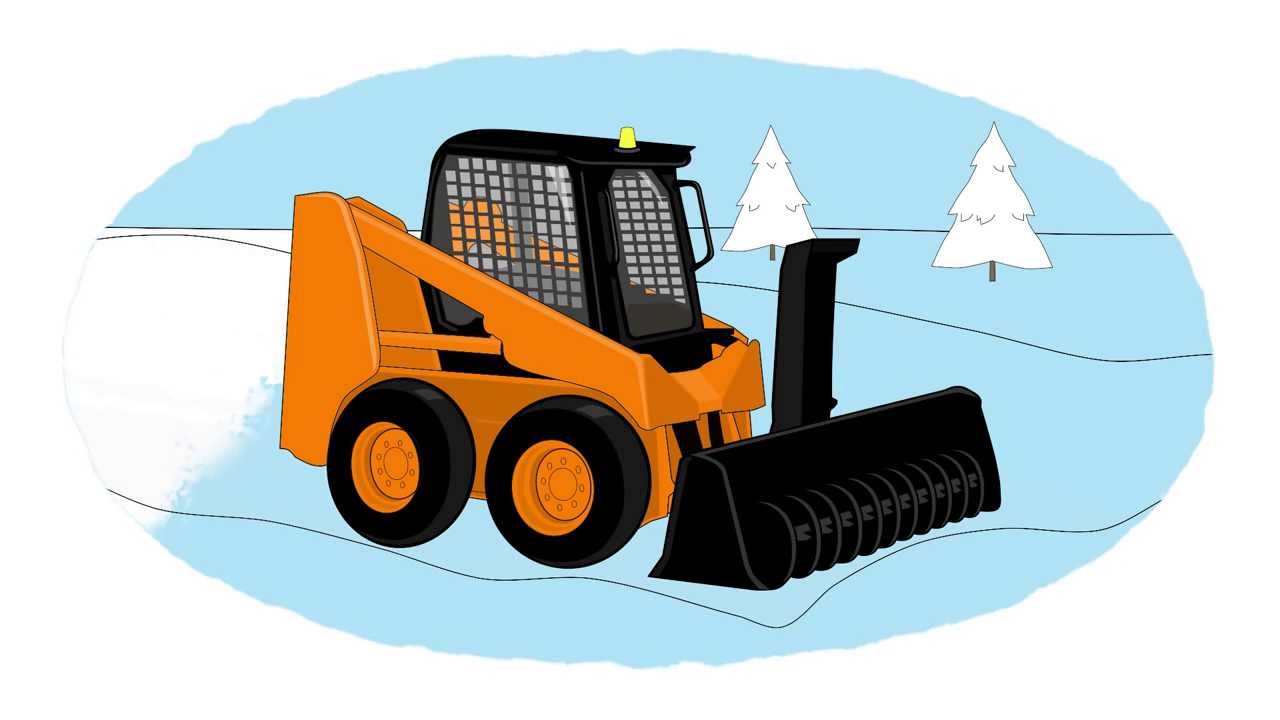 Мультик - Раскраска про рабочие машины - Снегоуборочная техника