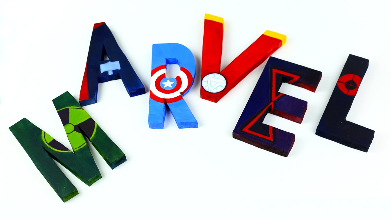 Объемные буквы из пенопласта с персонажами Мстителей своими руками
