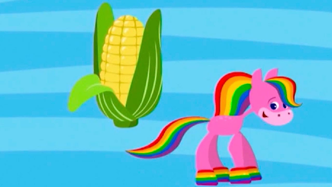 Цвета для детей, развивающий мультик Лошадка радуга &quot;учим цвета&quot;: овощи