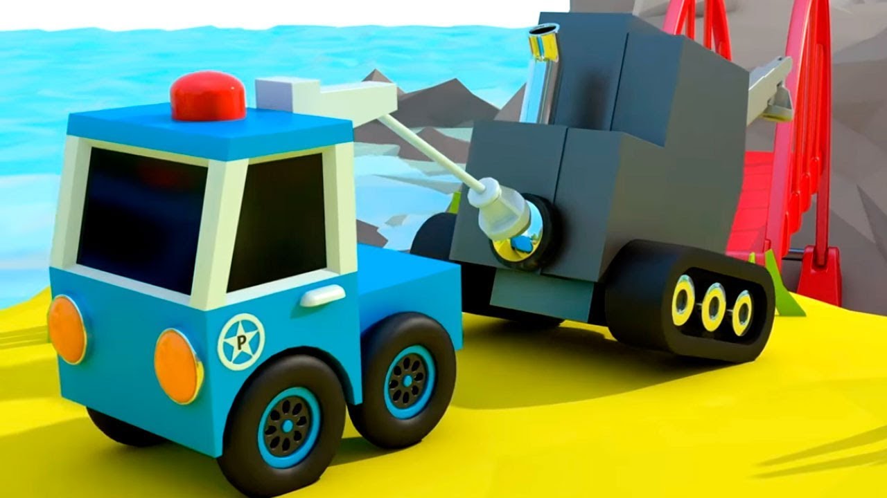 Мультфильмы: Остров Поездов -  Полицейские машинки ловят воришку!