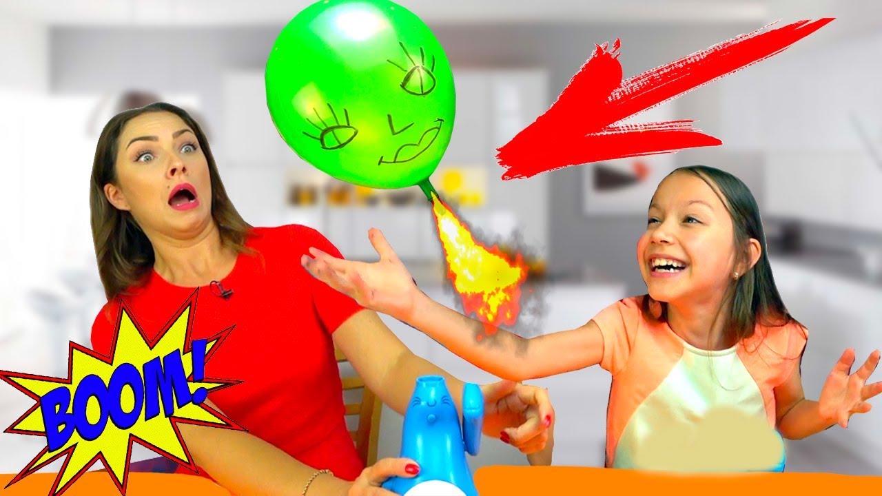 ВЗРЫВНОЙ ЧЕЛЛЕНДЖ Запусти ГОЛОВУ Buddy&#39;s Balloon Launch Game Challenge Игра Для Детей /// Вики Шоу